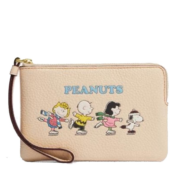 Coach Handbags - Coach X Peanuts Corner Zip Wristlet With Snoopy And Friends Motif